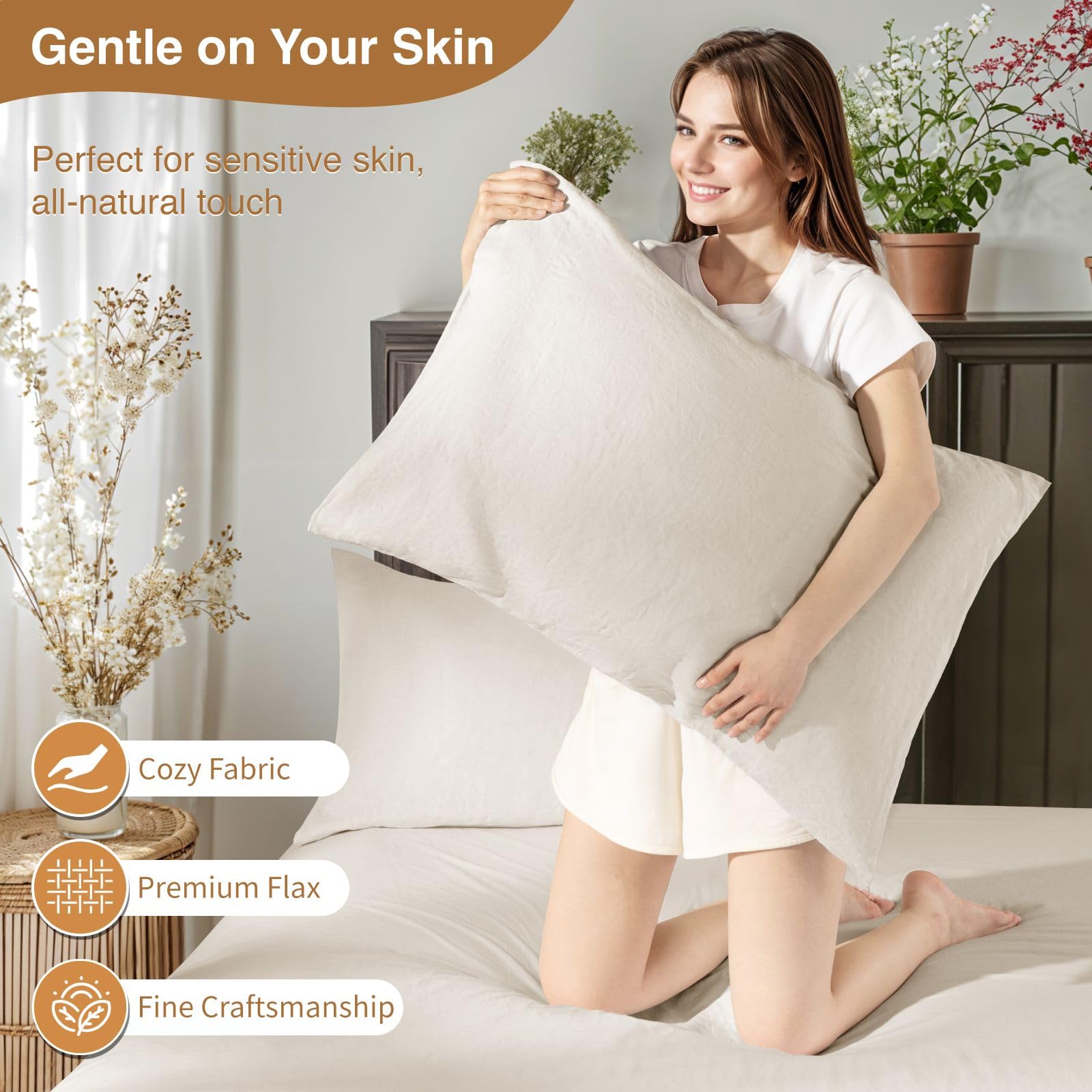 Foto 4 | Juego De Fundas De Almohada Sonoro Kate 100% Lino Francés De 20 X 30 Cm (paquete De 2) - Venta Internacional.
