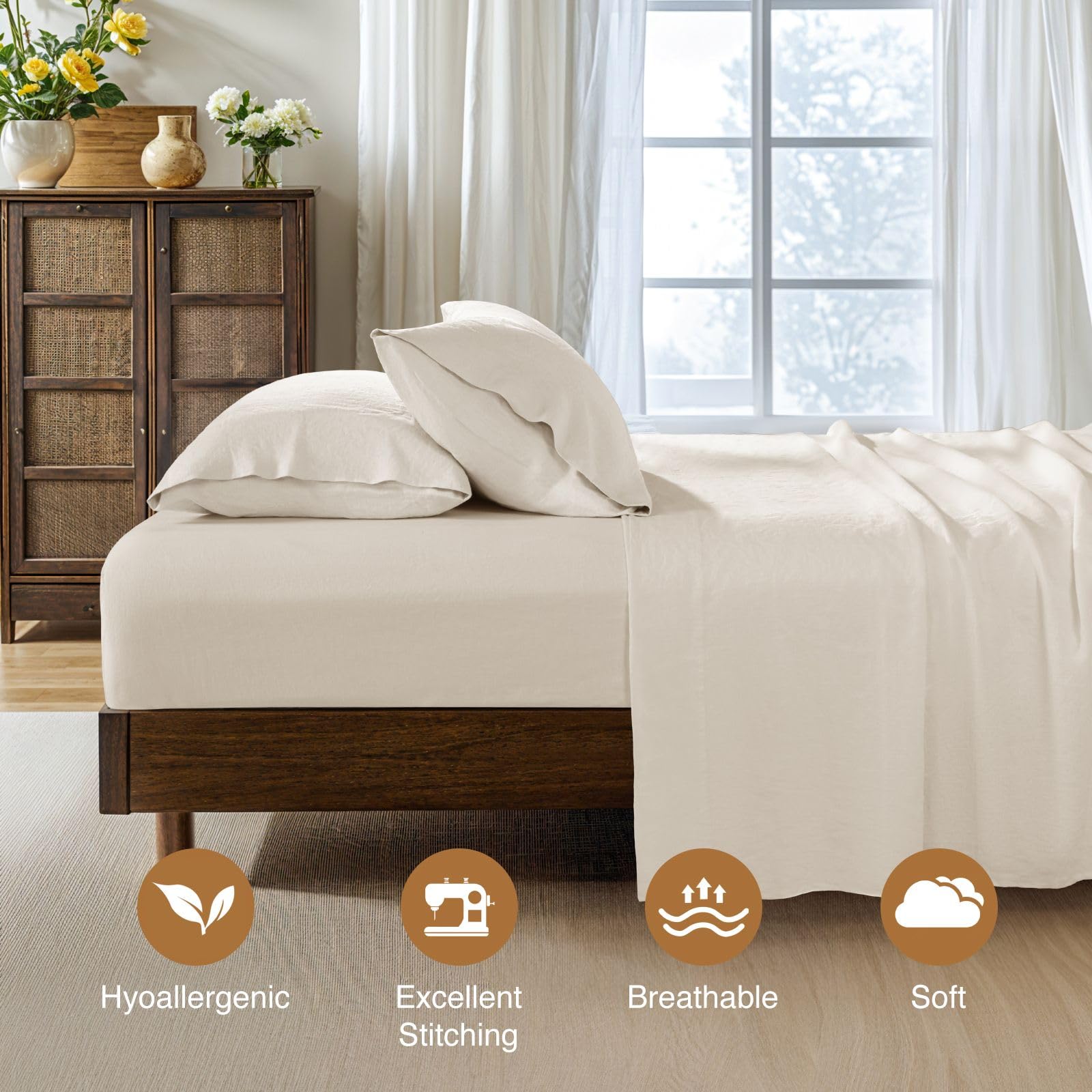 Foto 5 | Juego De Fundas De Almohada Sonoro Kate 100% Lino Francés De 20 X 30 Cm (paquete De 2) - Venta Internacional.