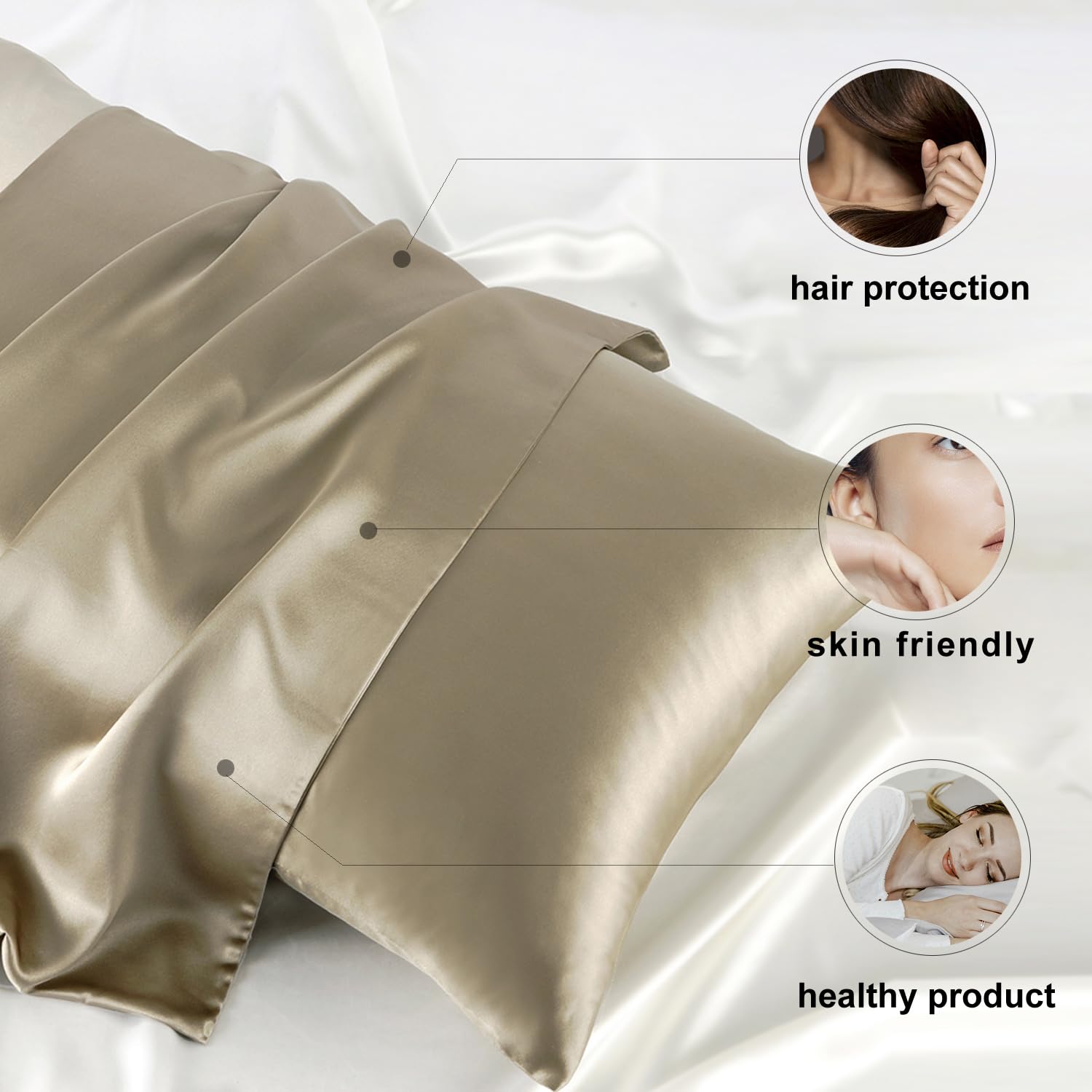 Foto 5 pulgar | Funda De Almohada De Seda Zimasilk 100% Pura Mulberry Silk Queen Taupe - Venta Internacional.