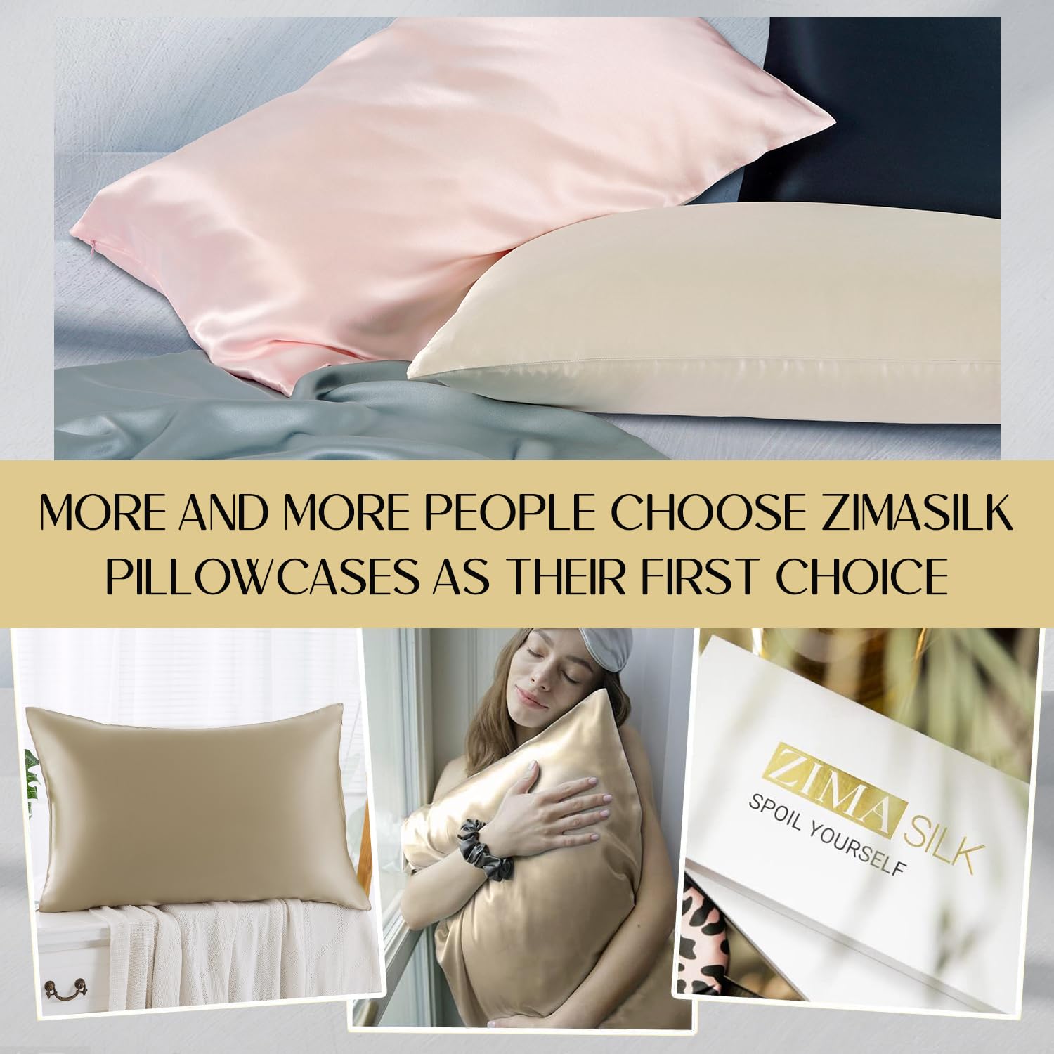 Foto 7 pulgar | Funda De Almohada De Seda Zimasilk 100% Pura Mulberry Silk Queen Taupe - Venta Internacional.
