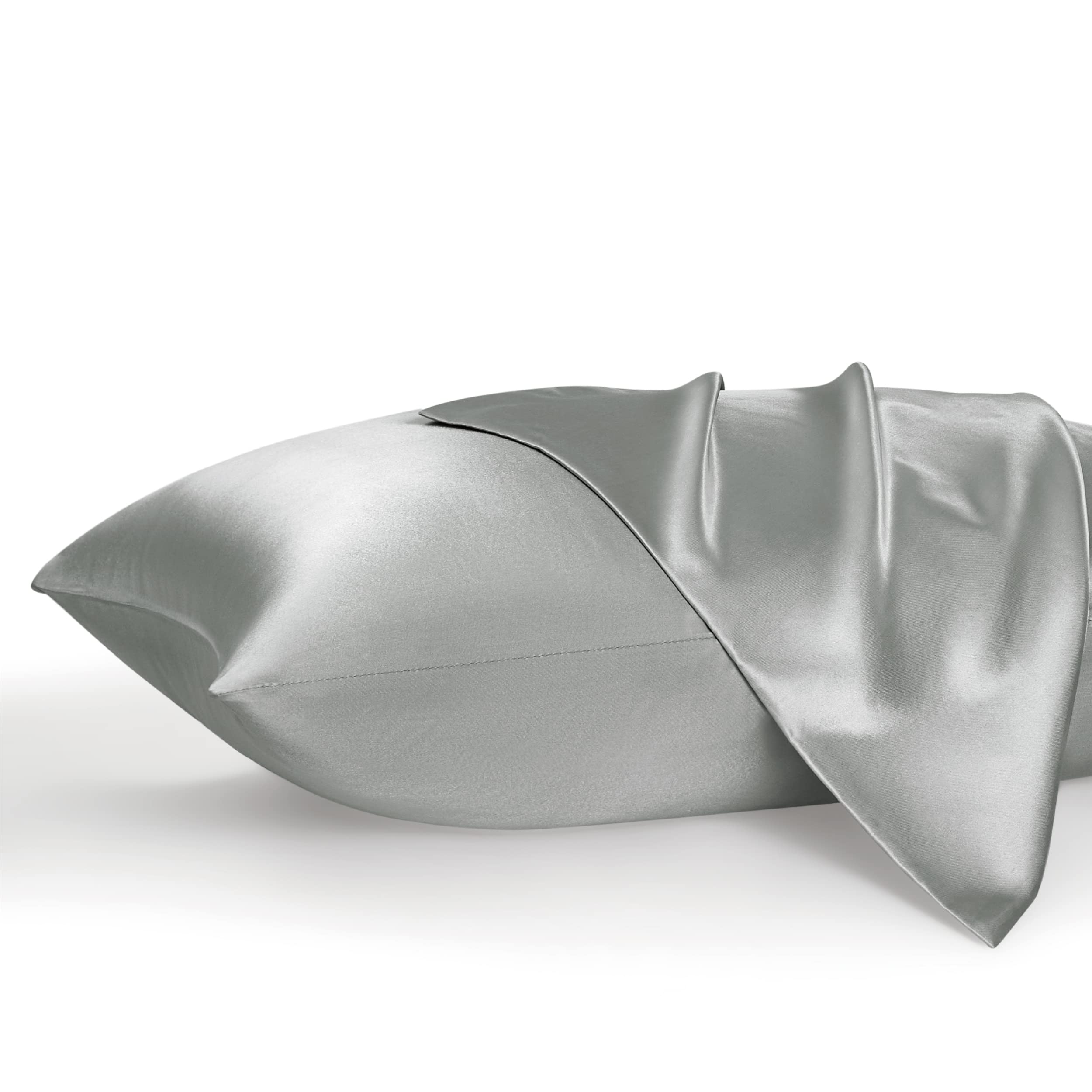Foto 2 pulgar | Juego De 2 Fundas De Cama Satinadas, Tamaño Queen, Gris Plateado - Venta Internacional.