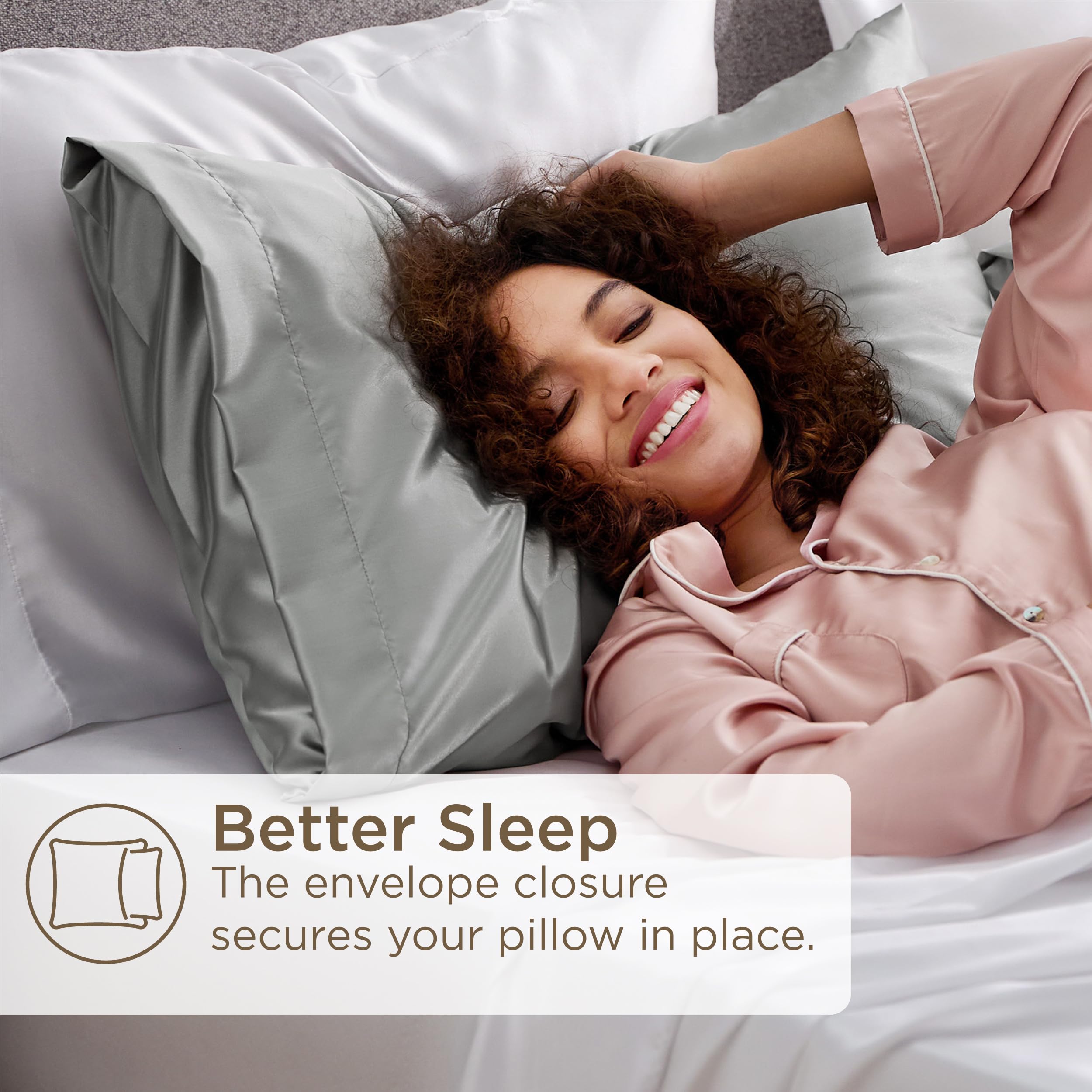 Foto 6 pulgar | Juego De 2 Fundas De Cama Satinadas, Tamaño Queen, Gris Plateado - Venta Internacional.