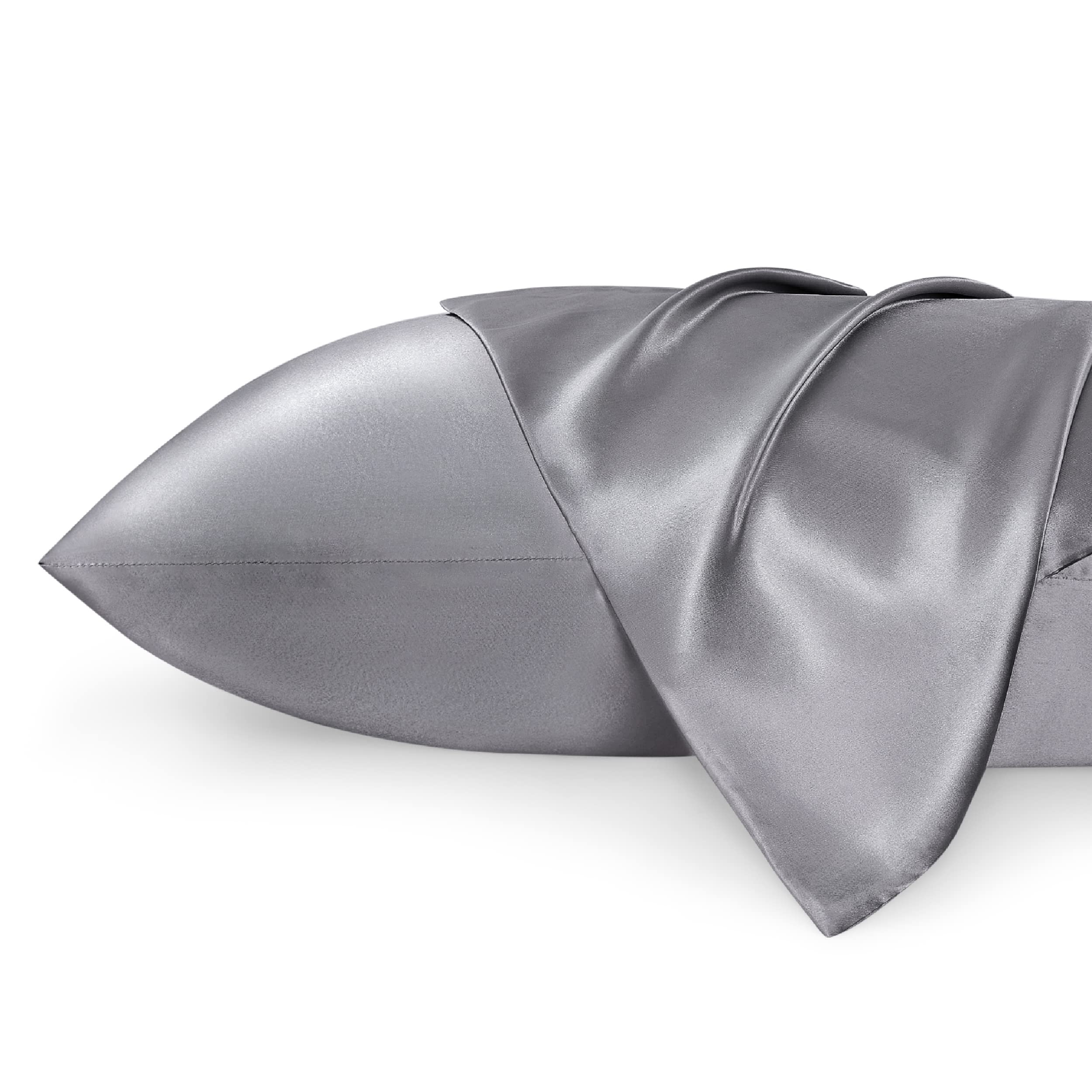Foto 2 pulgar | Funda De Almohada Satinada, Gris Oscuro, Tamaño Queen, 50 X 75 Cm, Paquete De 2 - Venta Internacional.