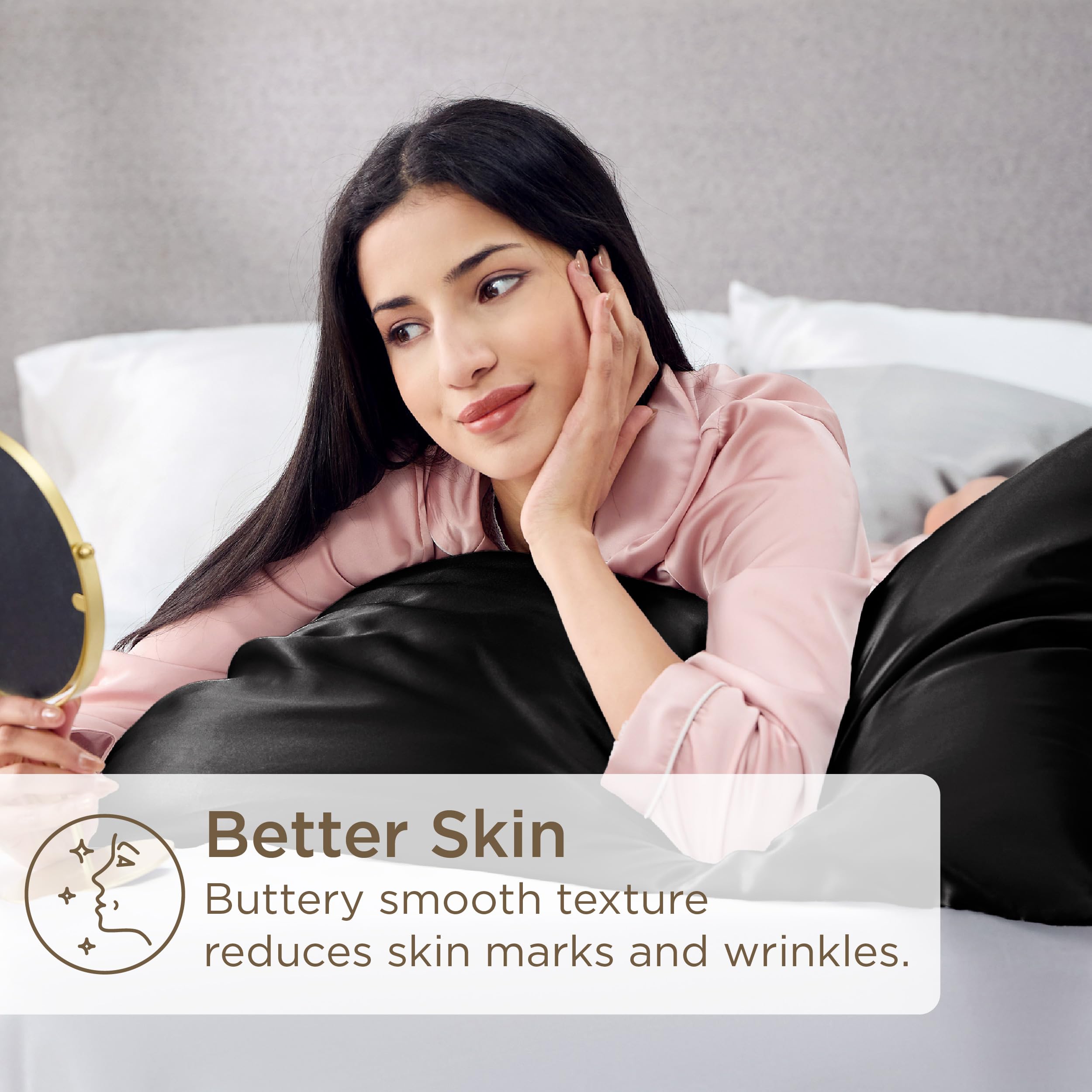 Foto 4 | Funda De Cama De Satén Para Cabello Y Piel Queen, Paquete De 2, Color Negro - Venta Internacional.