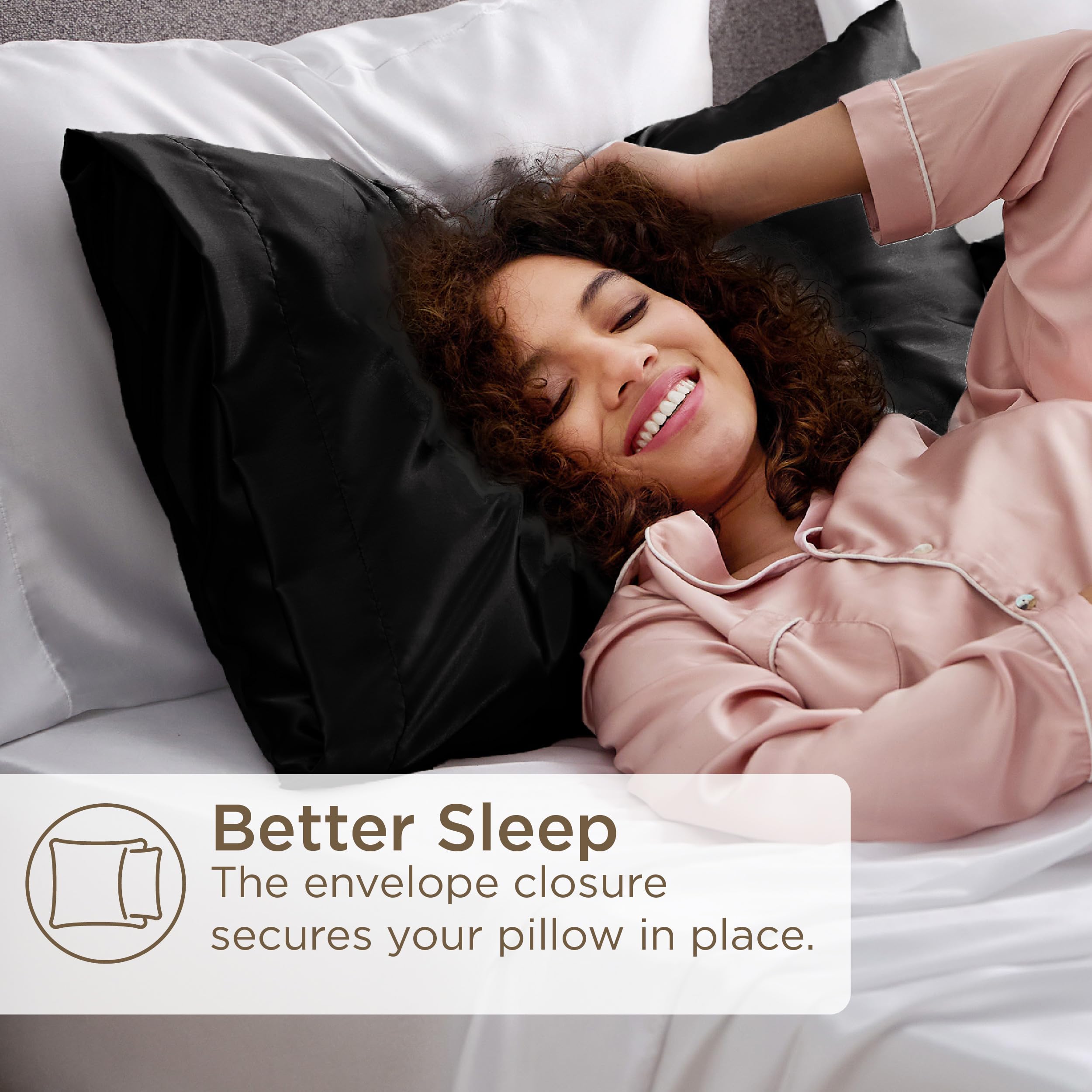 Foto 6 pulgar | Funda De Cama De Satén Para Cabello Y Piel Queen, Paquete De 2, Color Negro - Venta Internacional.