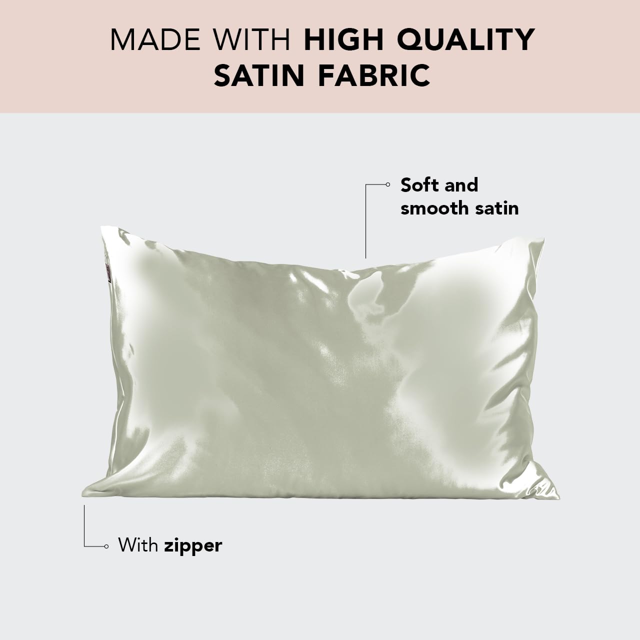Foto 2 | Funda De Almohada De Satén Kitsch Softer Than Silk Queen Sage Green - Venta Internacional.