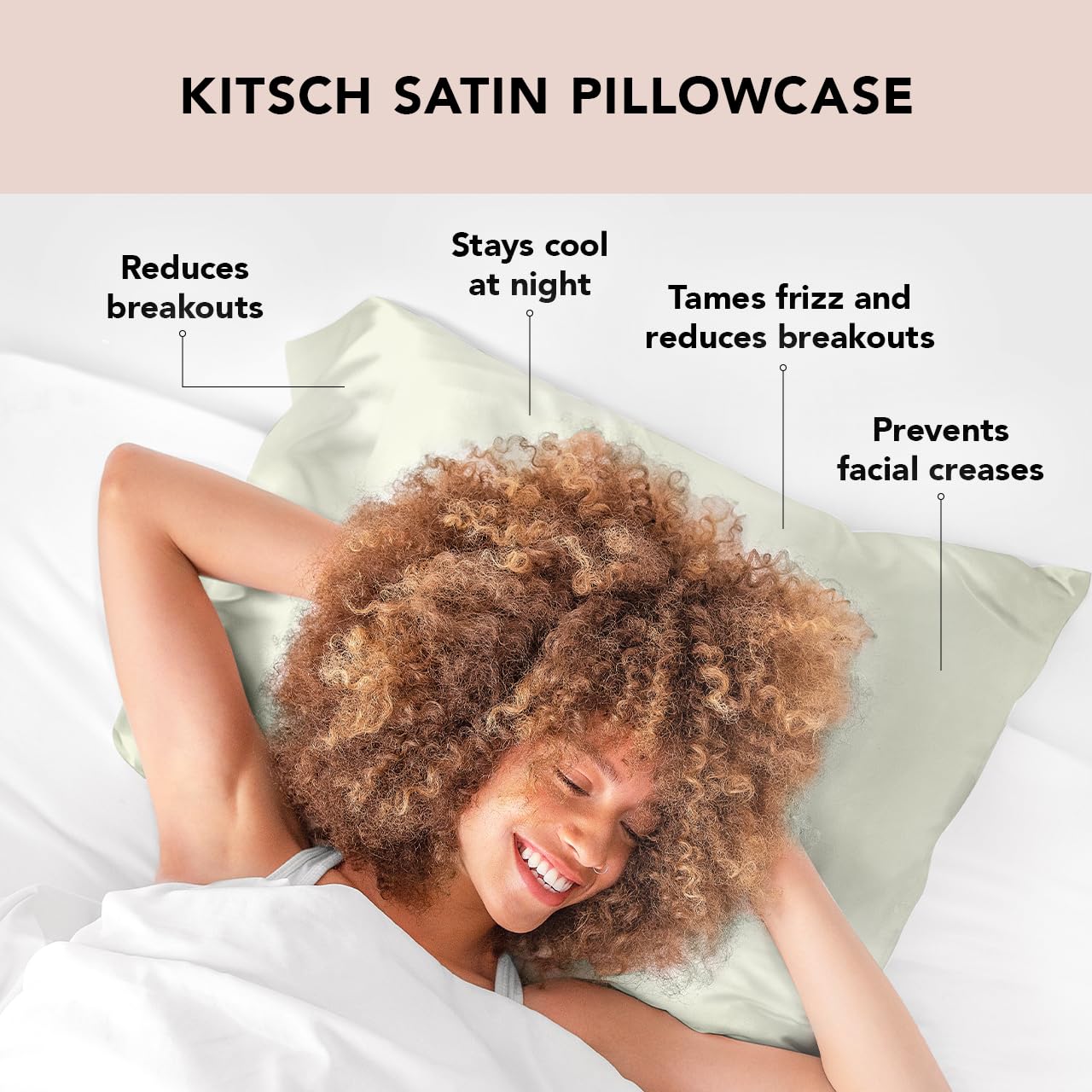 Foto 3 | Funda De Almohada De Satén Kitsch Softer Than Silk Queen Sage Green - Venta Internacional.