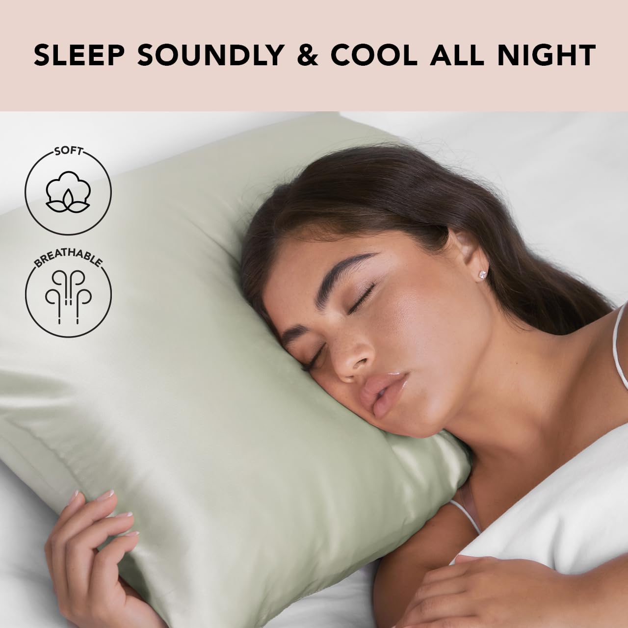 Foto 4 | Funda De Almohada De Satén Kitsch Softer Than Silk Queen Sage Green - Venta Internacional.