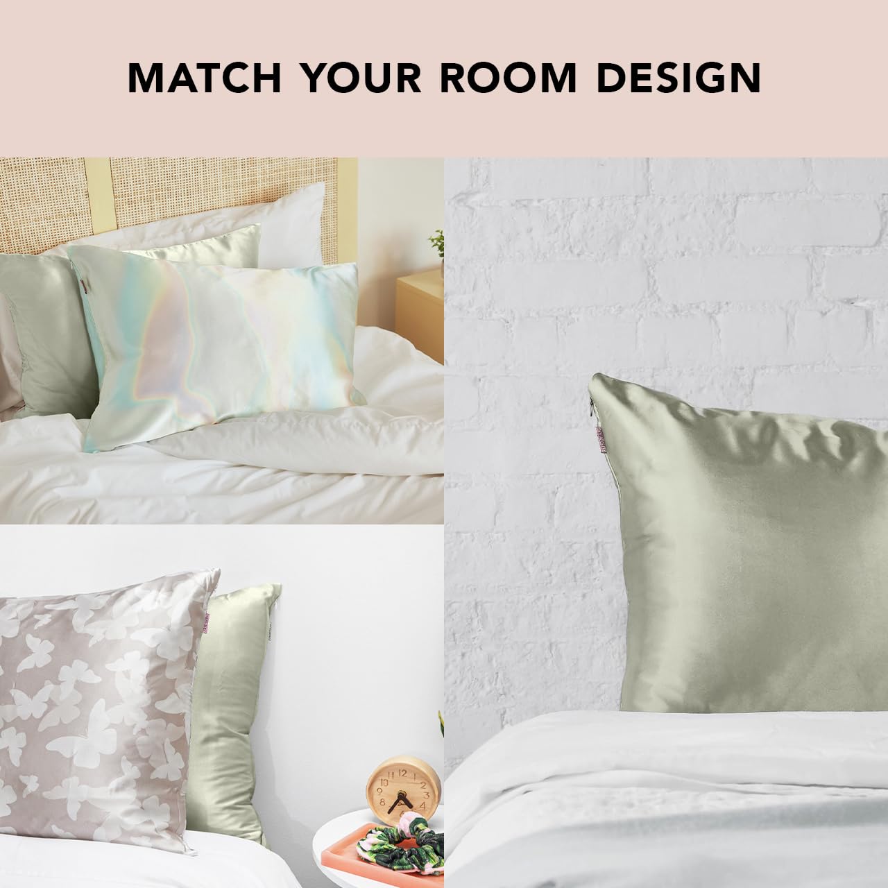 Foto 5 | Funda De Almohada De Satén Kitsch Softer Than Silk Queen Sage Green - Venta Internacional.