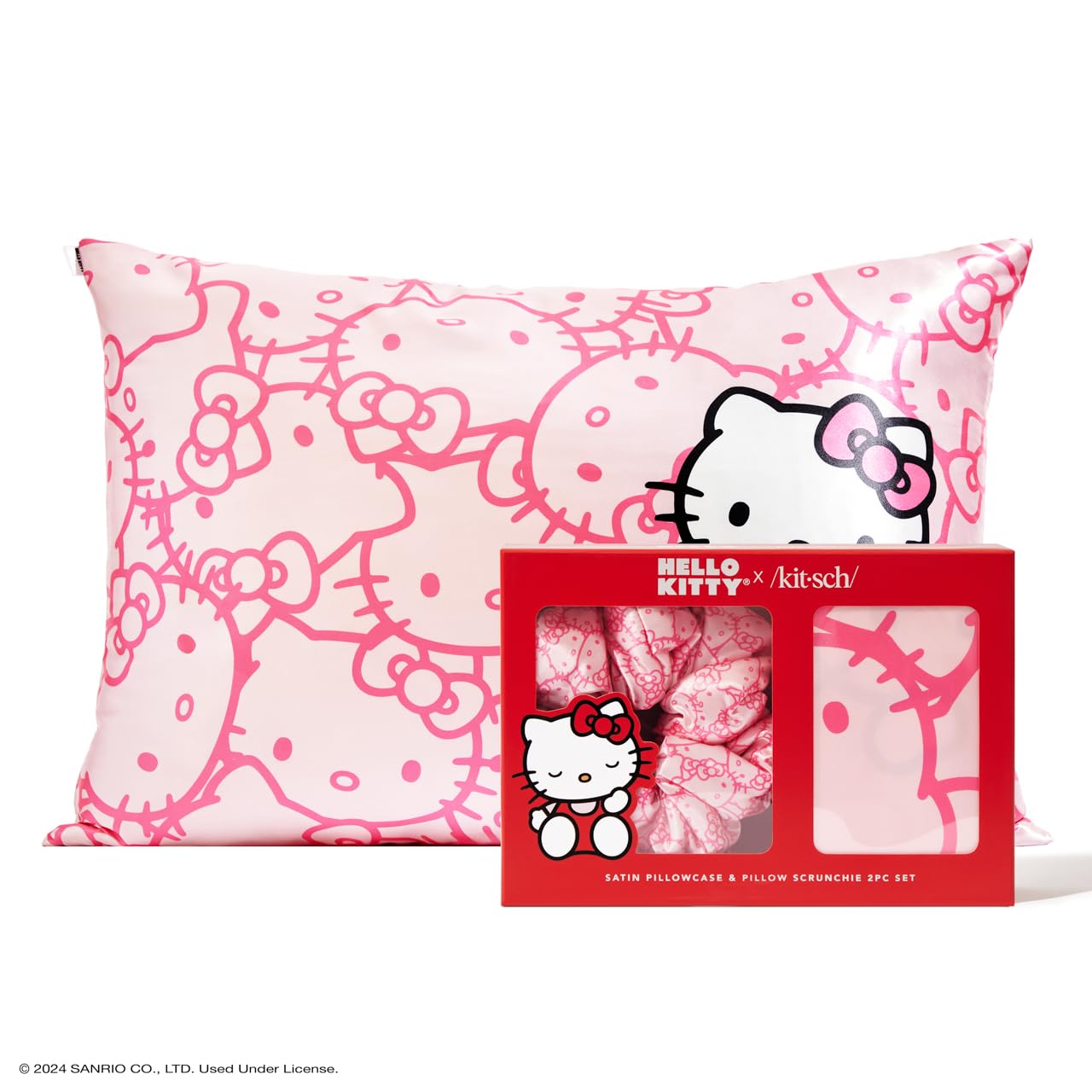 Foto 2 pulgar | Set De Fundas De Almohada Kitsch Hello Kitty Satinadas Con Coleteros - Venta Internacional.