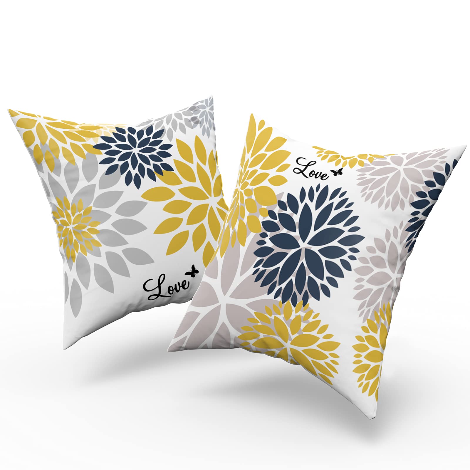 Foto 3 pulgar | Juego De 2 Fundas De Almohada Sweetshow Dahlia  60 X 60 Cm  Color Amarillo/gris - Venta Internacional.