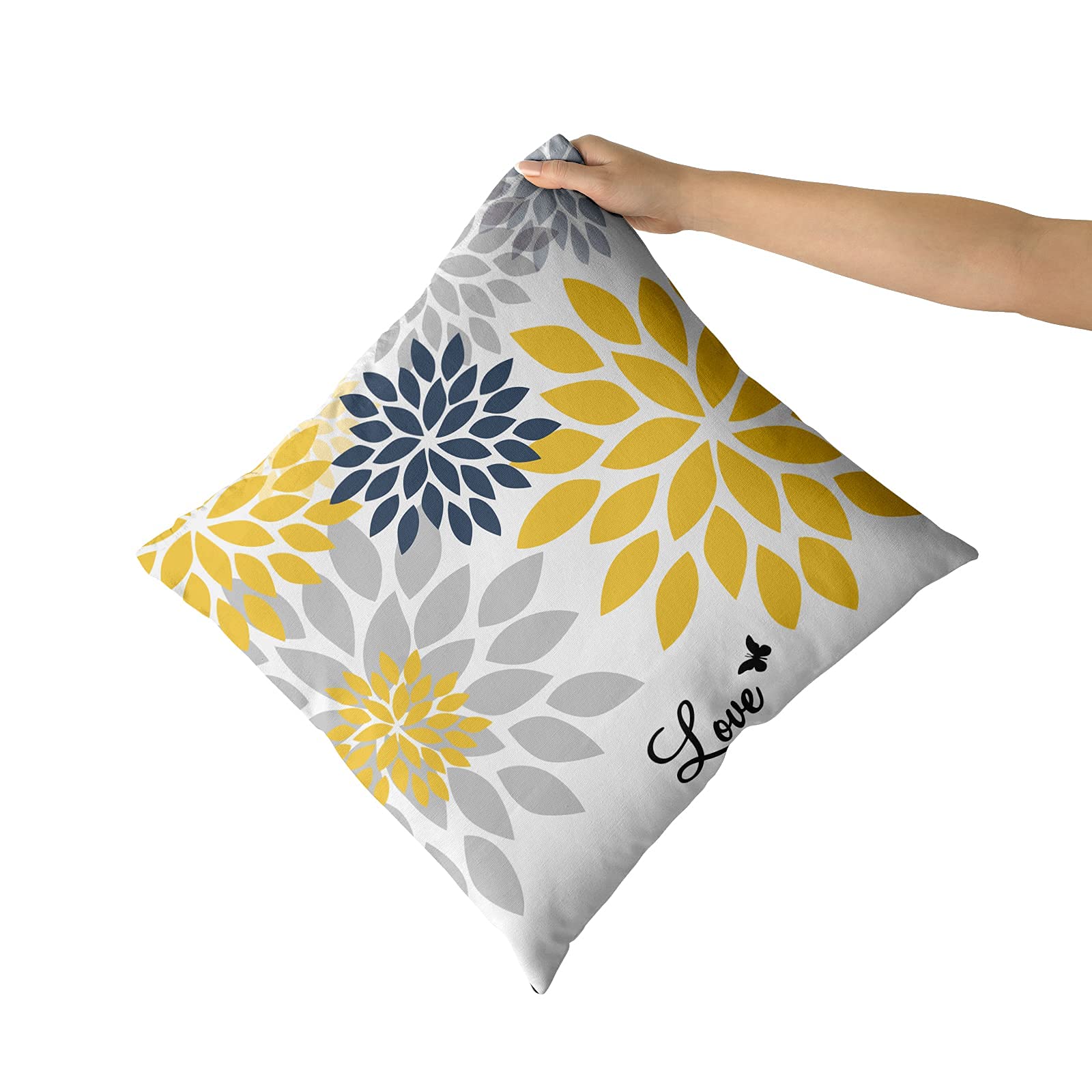 Foto 5 pulgar | Juego De 2 Fundas De Almohada Sweetshow Dahlia  60 X 60 Cm  Color Amarillo/gris - Venta Internacional.