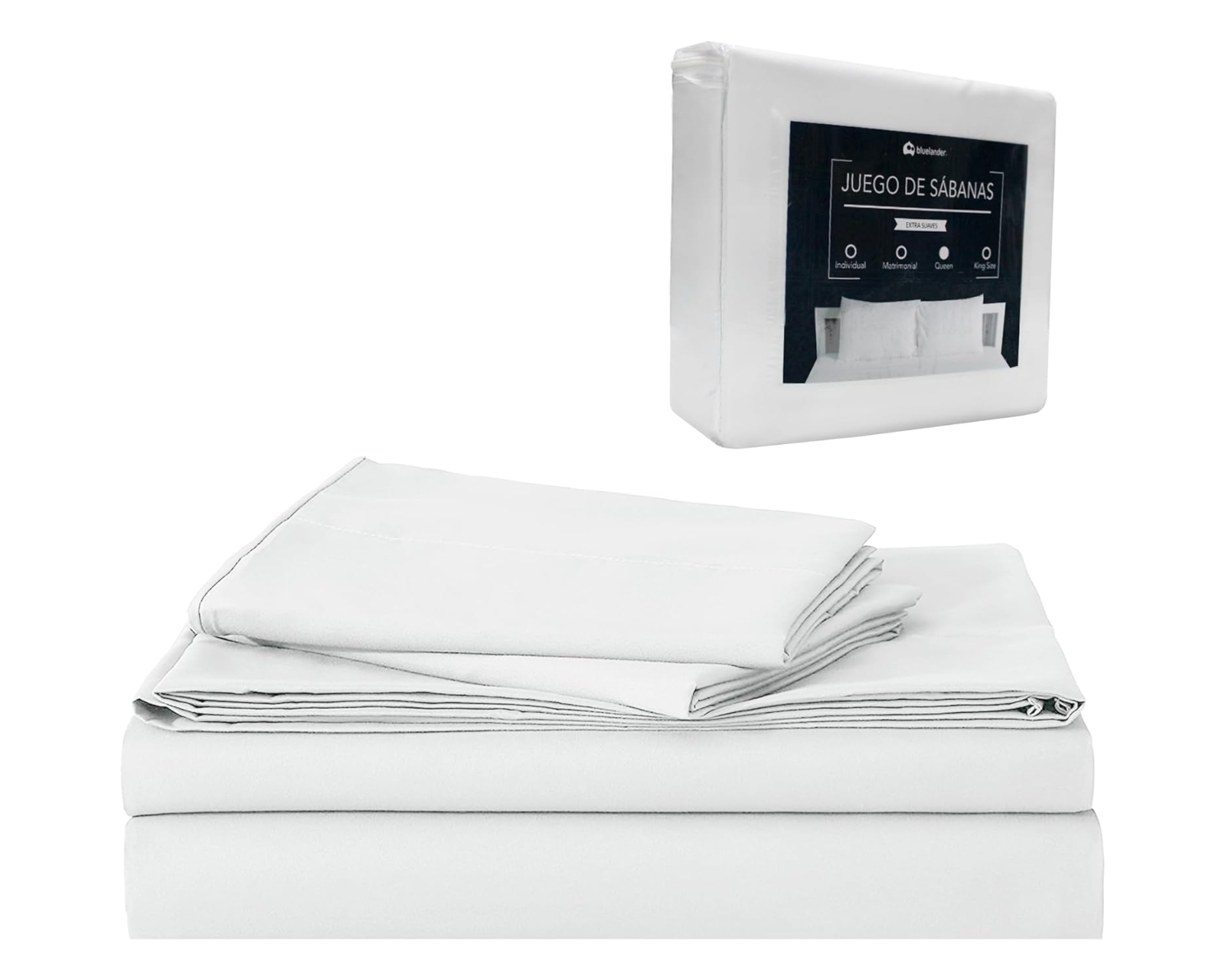 Foto 1 | Juego de Sabanas y Fundas Bluelander Queen Size Blanco