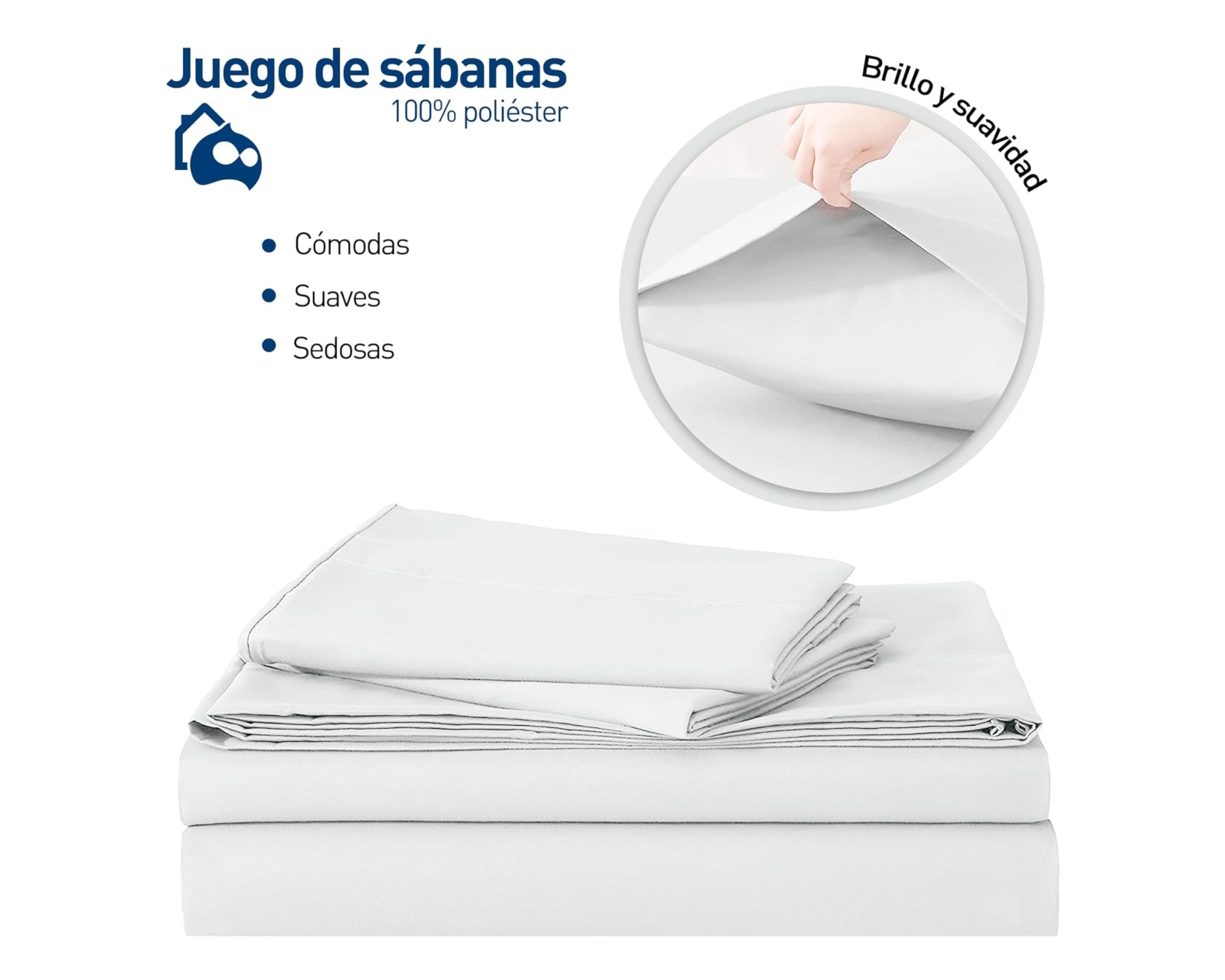 Foto 3 pulgar | Juego de Sabanas y Fundas Bluelander Queen Size Blanco