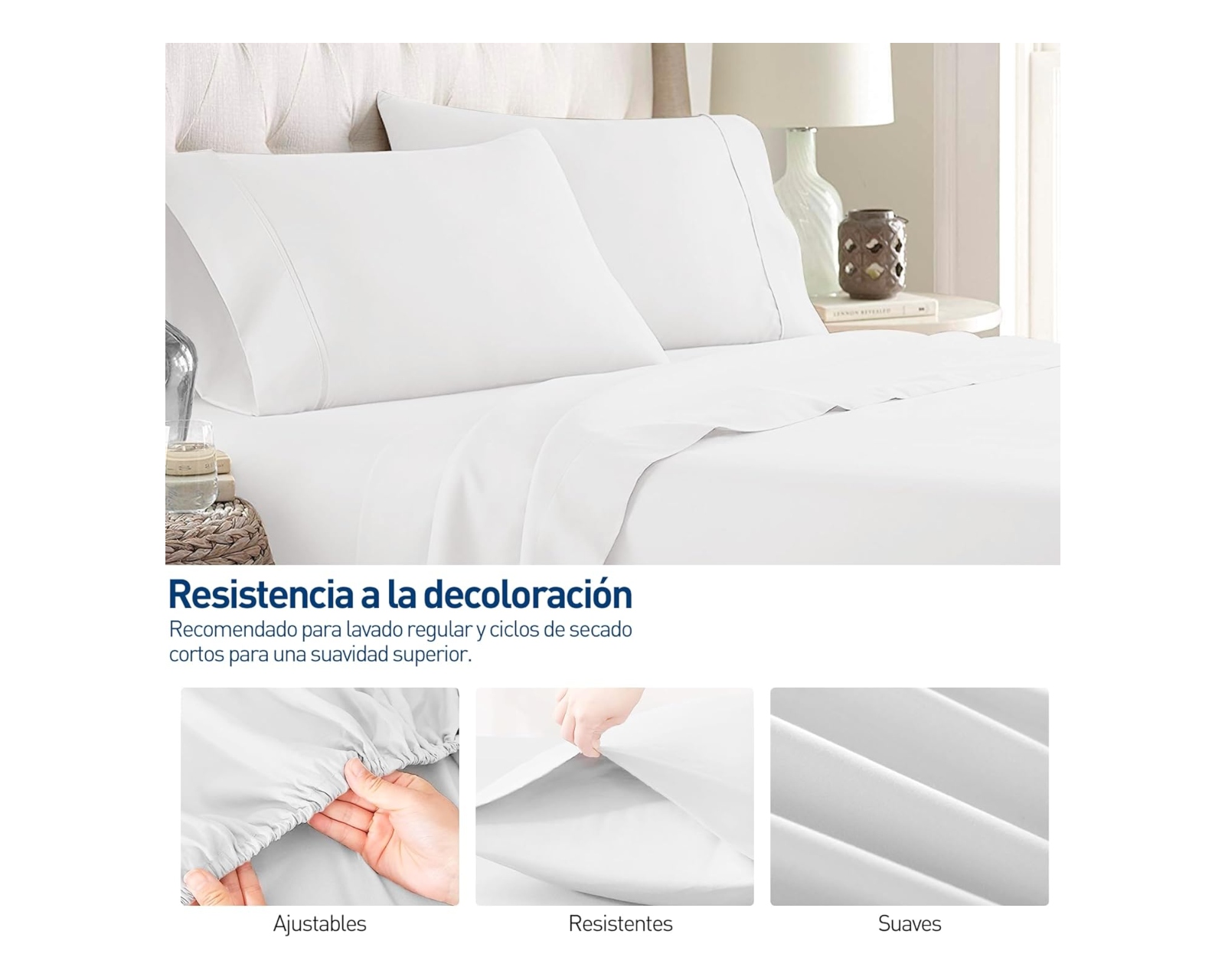 Foto 3 | Juego de Sabanas y Fundas Bluelander Queen Size Blanco