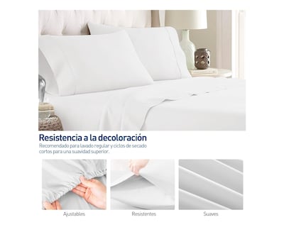 Foto 3 | Juego de Sabanas y Fundas Bluelander Queen Size Blanco