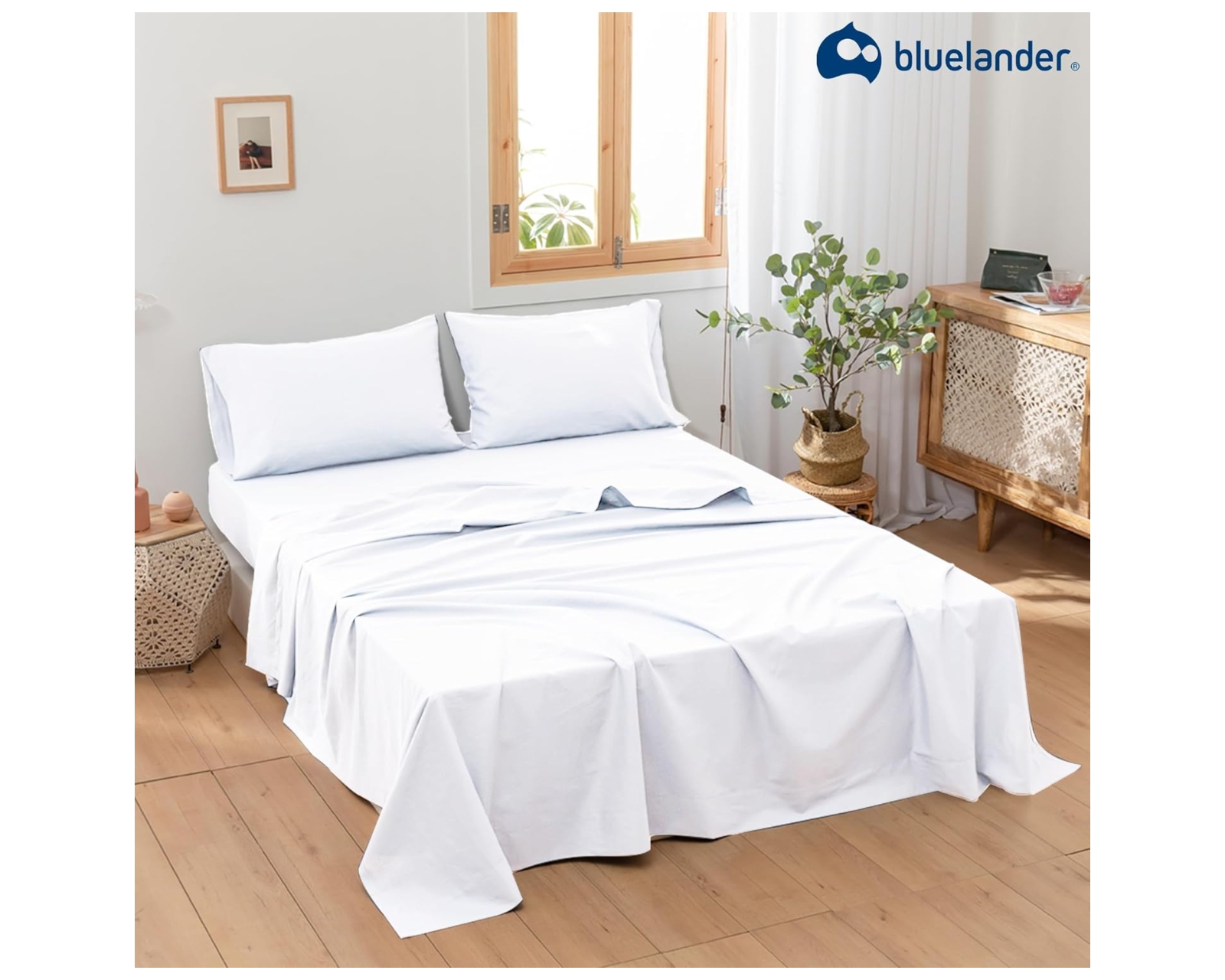 Foto 7 | Juego de Sabanas y Fundas Bluelander Queen Size Blanco