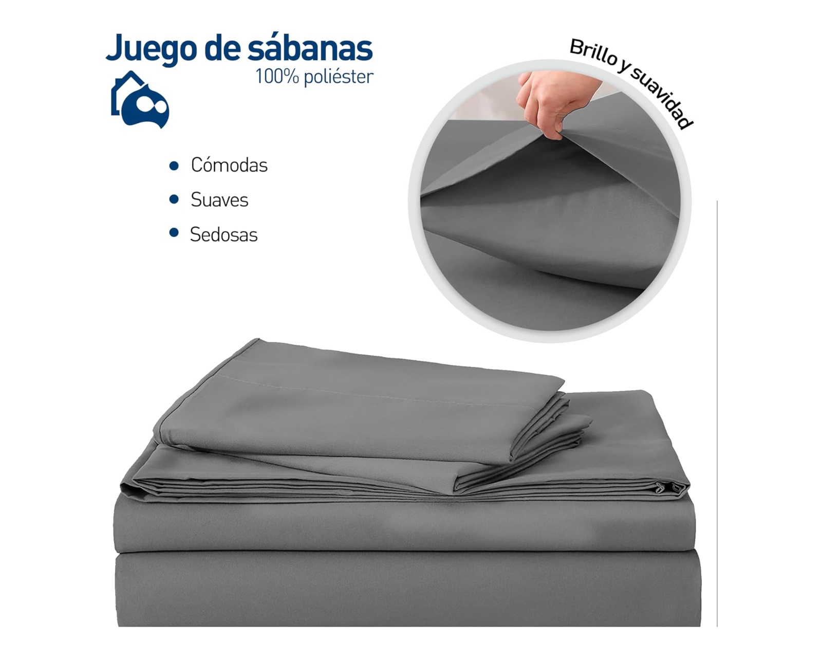 Foto 3 pulgar | Juego de Sabanas y Fundas Bluelander Gris Oscuro 4 Piezas