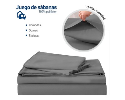 Foto 2 | Juego de Sabanas y Fundas Bluelander Gris Oscuro 4 Piezas