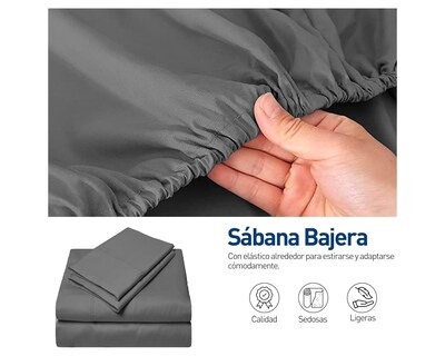 Foto 4 | Juego de Sabanas y Fundas Bluelander Gris Oscuro 4 Piezas