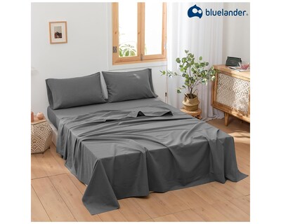 Foto 7 | Juego de Sabanas y Fundas Bluelander Gris Oscuro 4 Piezas