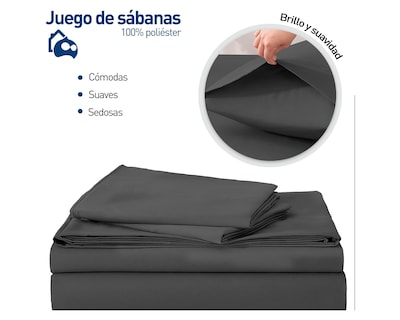 Foto 2 | Juego de Sabanas y Fundas Bluelander Queen Size Negro