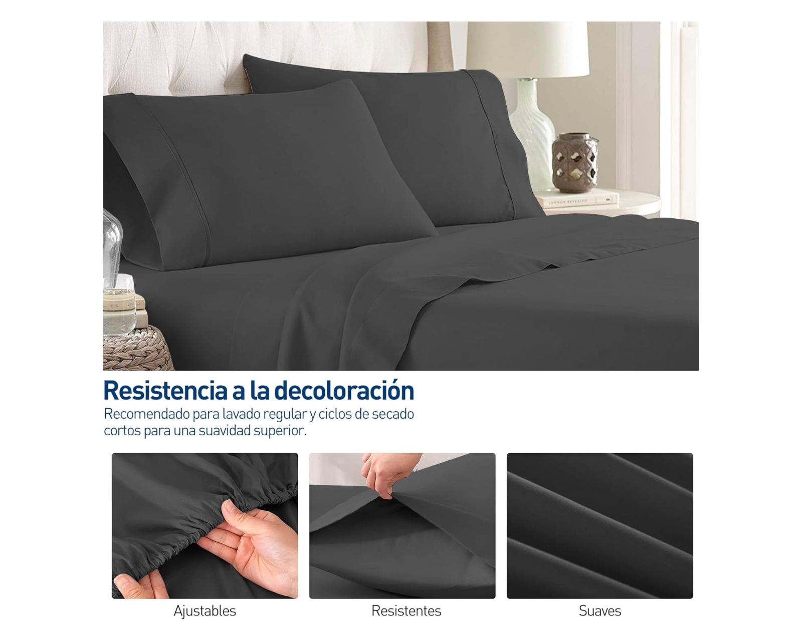 Foto 4 pulgar | Juego de Sabanas y Fundas Bluelander Queen Size Negro
