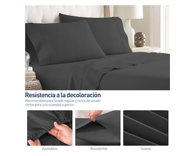 Foto 3 | Juego de Sabanas y Fundas Bluelander Queen Size Negro