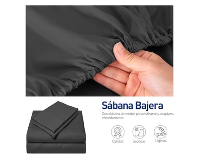 Foto 4 | Juego de Sabanas y Fundas Bluelander Queen Size Negro