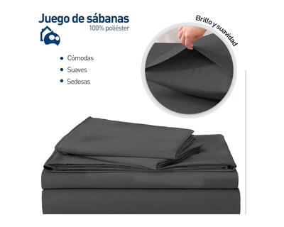 Foto 2 | Juego de Sábanas Matrimonial Bluelander Negra 4 Piezas 100% Poliéster de Microfibra Ultrasuave
