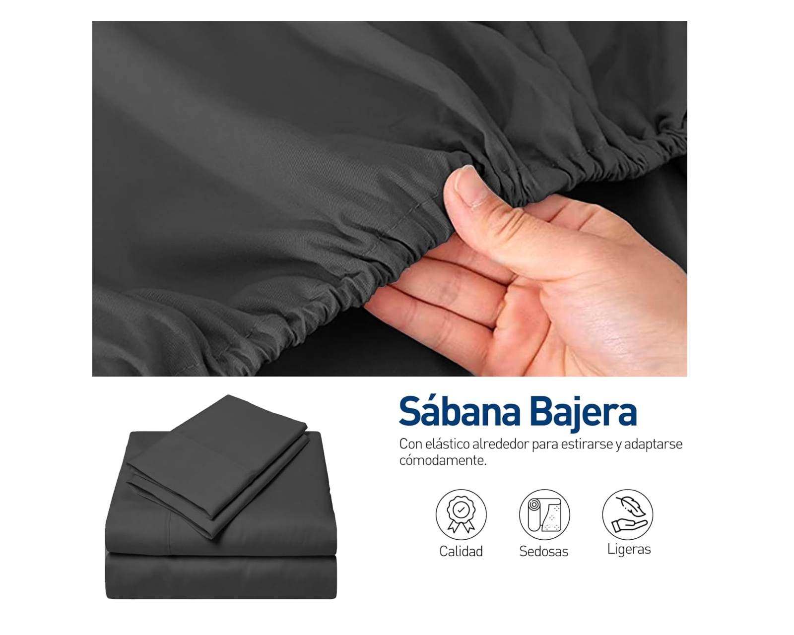 Foto 5 pulgar | Juego de Sábanas Matrimonial Bluelander Negra 4 Piezas 100% Poliéster de Microfibra Ultrasuave