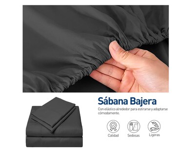 Foto 4 | Juego de Sábanas Matrimonial Bluelander Negra 4 Piezas 100% Poliéster de Microfibra Ultrasuave