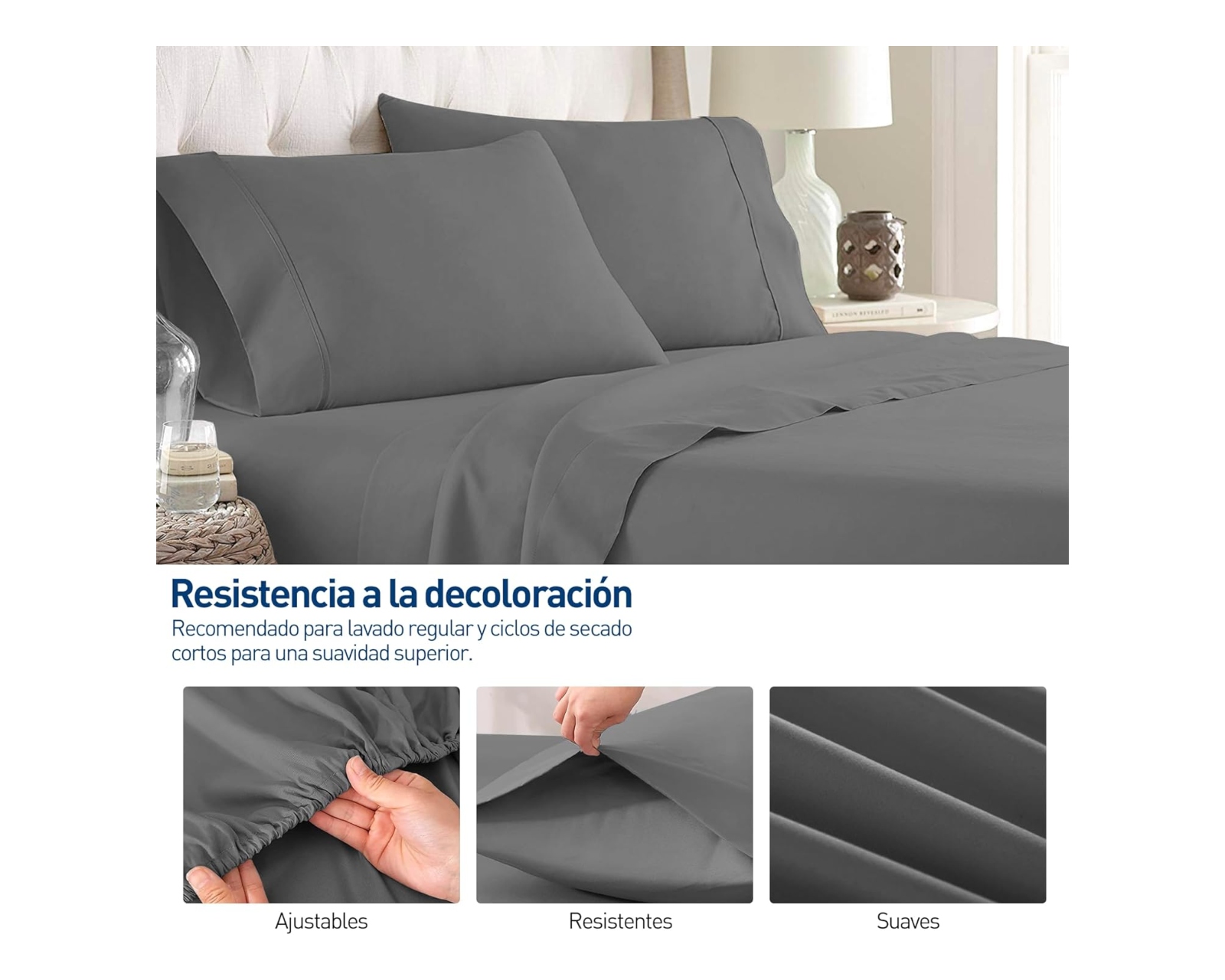 Foto 4 pulgar | Juego de Sábanas Individual Bluelander Gris 3 Piezas 100% Poliéster de Microfibra Ultrasuave