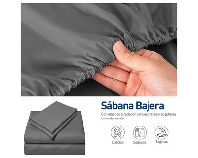 Foto 4 | Juego de Sábanas Individual Bluelander Gris 3 Piezas 100% Poliéster de Microfibra Ultrasuave