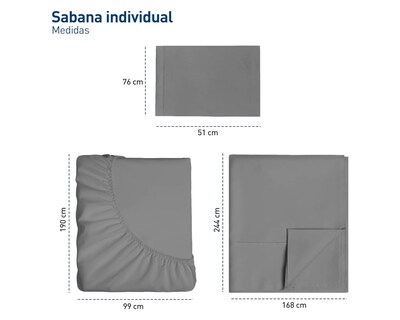 Foto 5 | Juego de Sábanas Individual Bluelander Gris 3 Piezas 100% Poliéster de Microfibra Ultrasuave