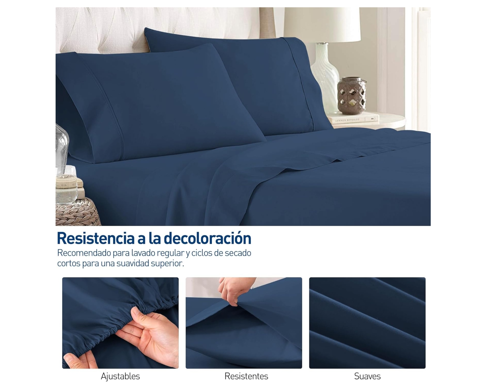 Foto 4 pulgar | Juego de Sábanas Matrimonial Bluelander Azul 4 Piezas 100% Poliéster de Microfibra Ultrasuave