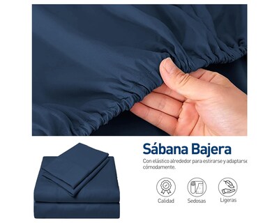 Foto 4 | Juego de Sábanas Matrimonial Bluelander Azul 4 Piezas 100% Poliéster de Microfibra Ultrasuave
