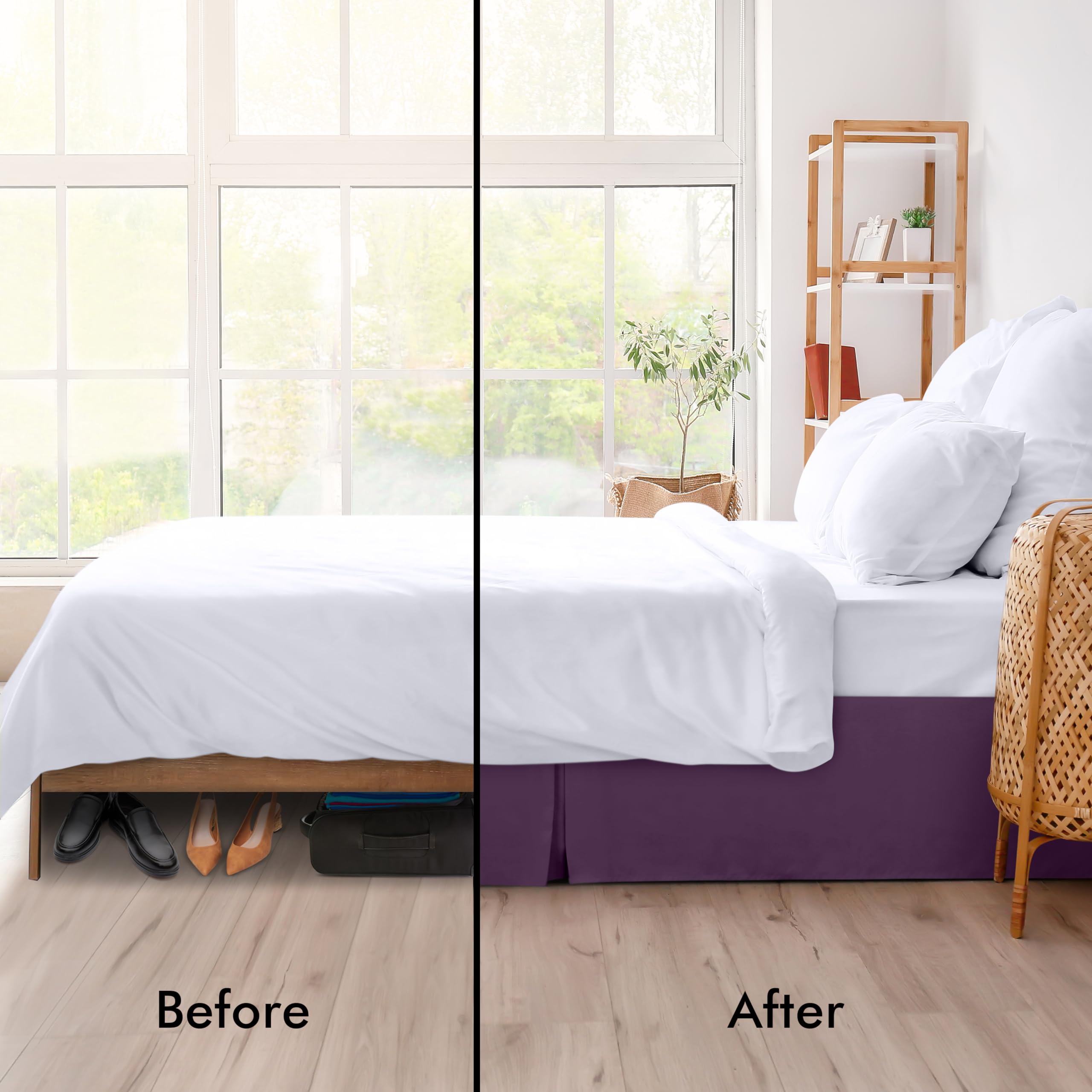 Foto 4 pulgar | Falda De Cama Utopia Bedding Completa Con Pliegues Cuádruples Y Volantes Morados - Venta Internacional.