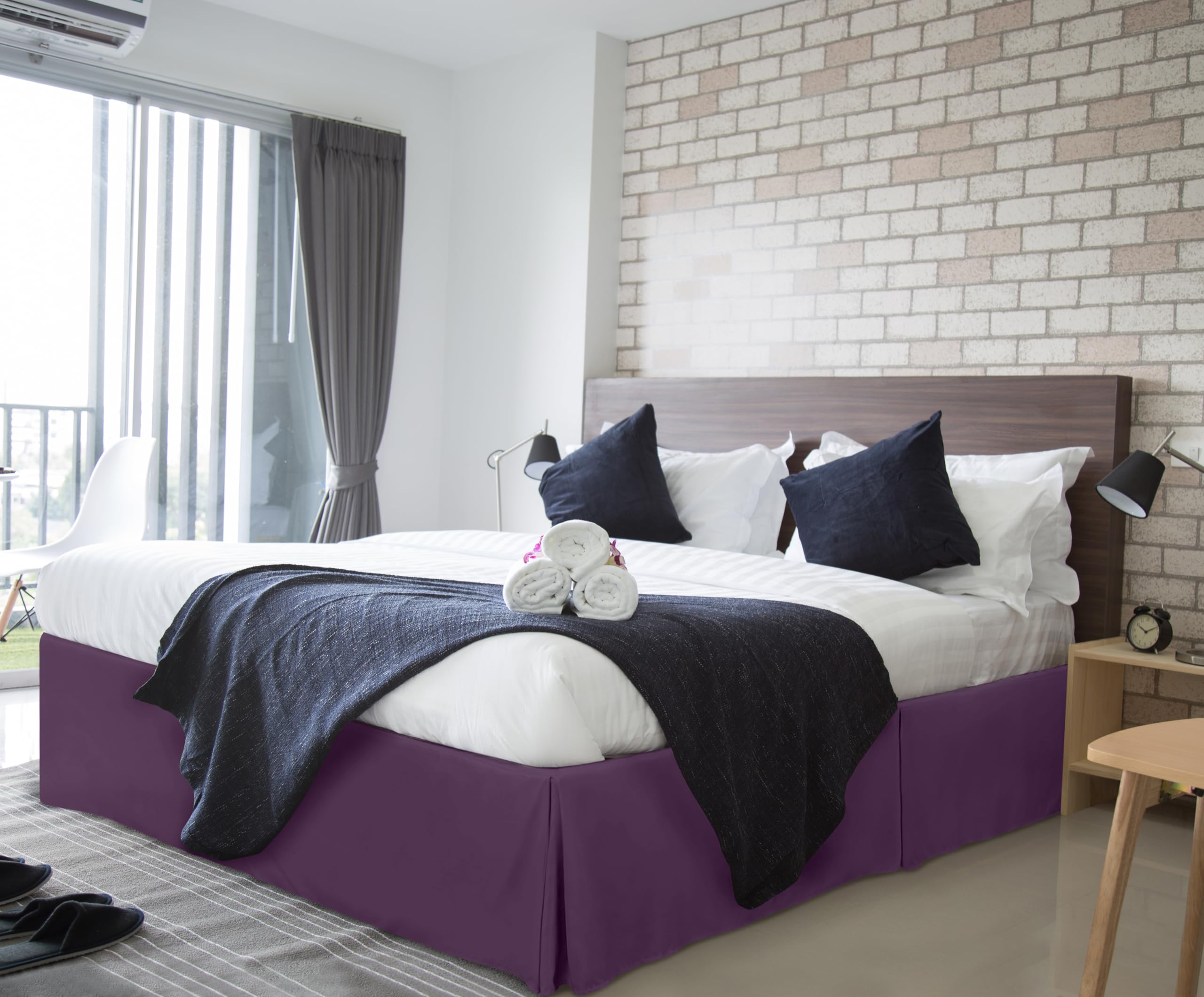 Foto 6 pulgar | Falda De Cama Utopia Bedding Completa Con Pliegues Cuádruples Y Volantes Morados - Venta Internacional.