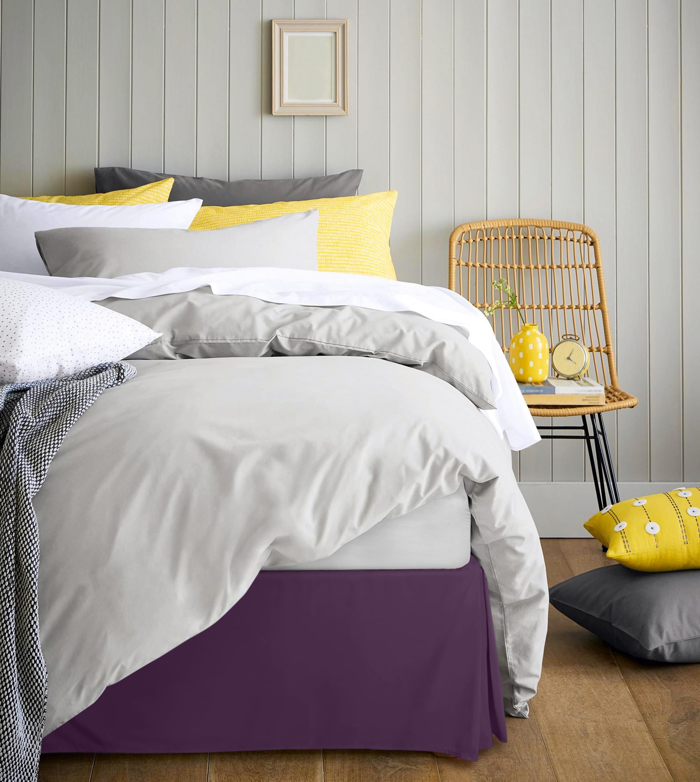Foto 7 pulgar | Falda De Cama Utopia Bedding Completa Con Pliegues Cuádruples Y Volantes Morados - Venta Internacional.