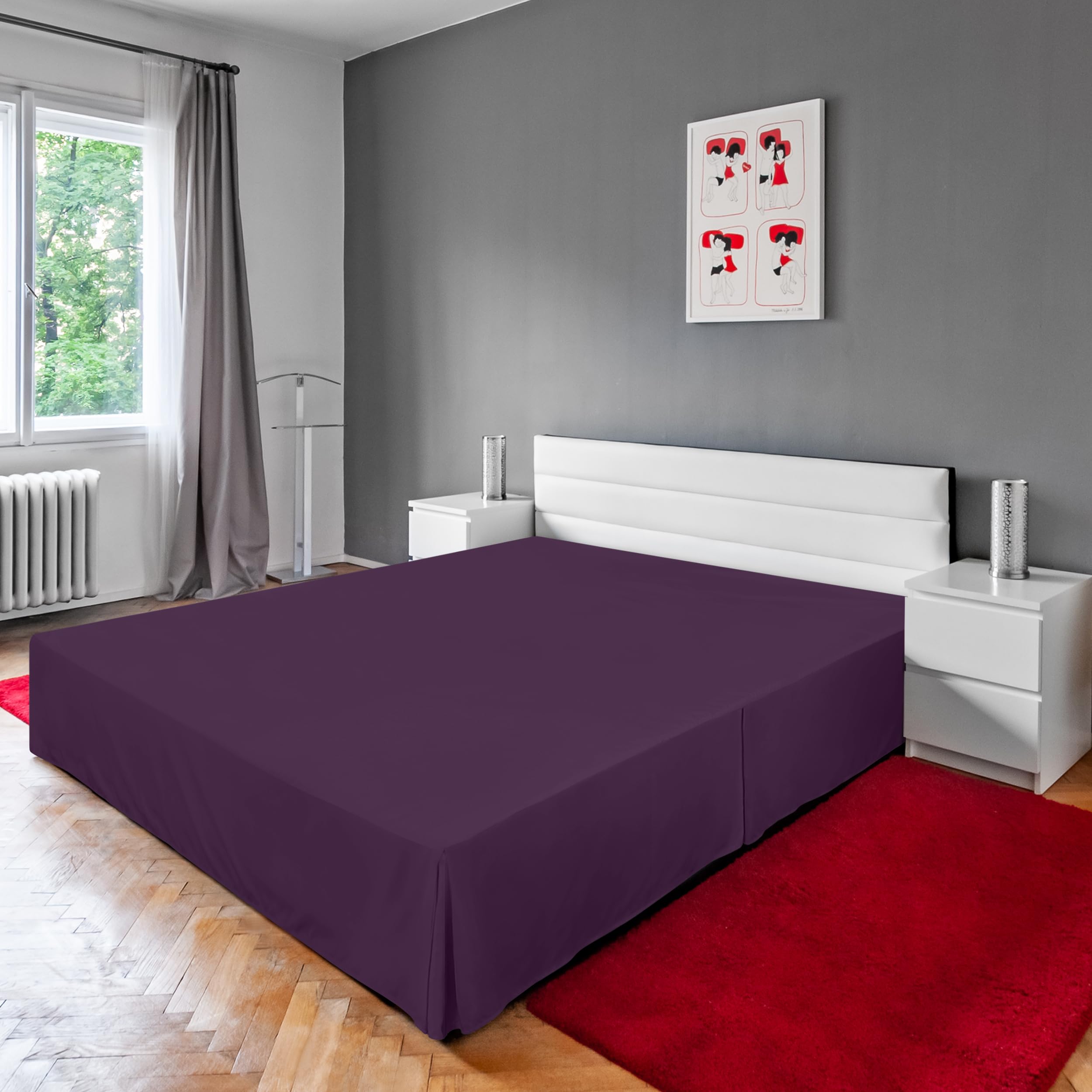 Foto 8 pulgar | Falda De Cama Utopia Bedding Completa Con Pliegues Cuádruples Y Volantes Morados - Venta Internacional.