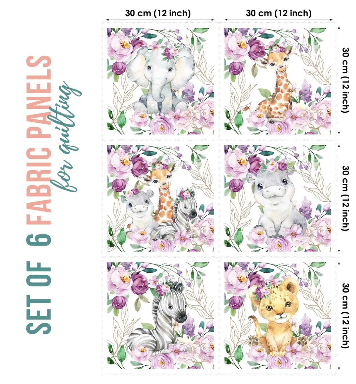 Foto 2 | Juego De Paneles De Tela Unique Safari Violet Flowers (6 Paneles) - Venta Internacional.