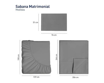 Foto 2 | Juego de Sabanas Bluelander Matrimonial Ultrasuave Gris