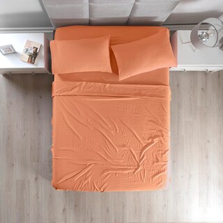 Foto 1 | Sábana Viasoft Washed Coral Ind Vianney Naranja.