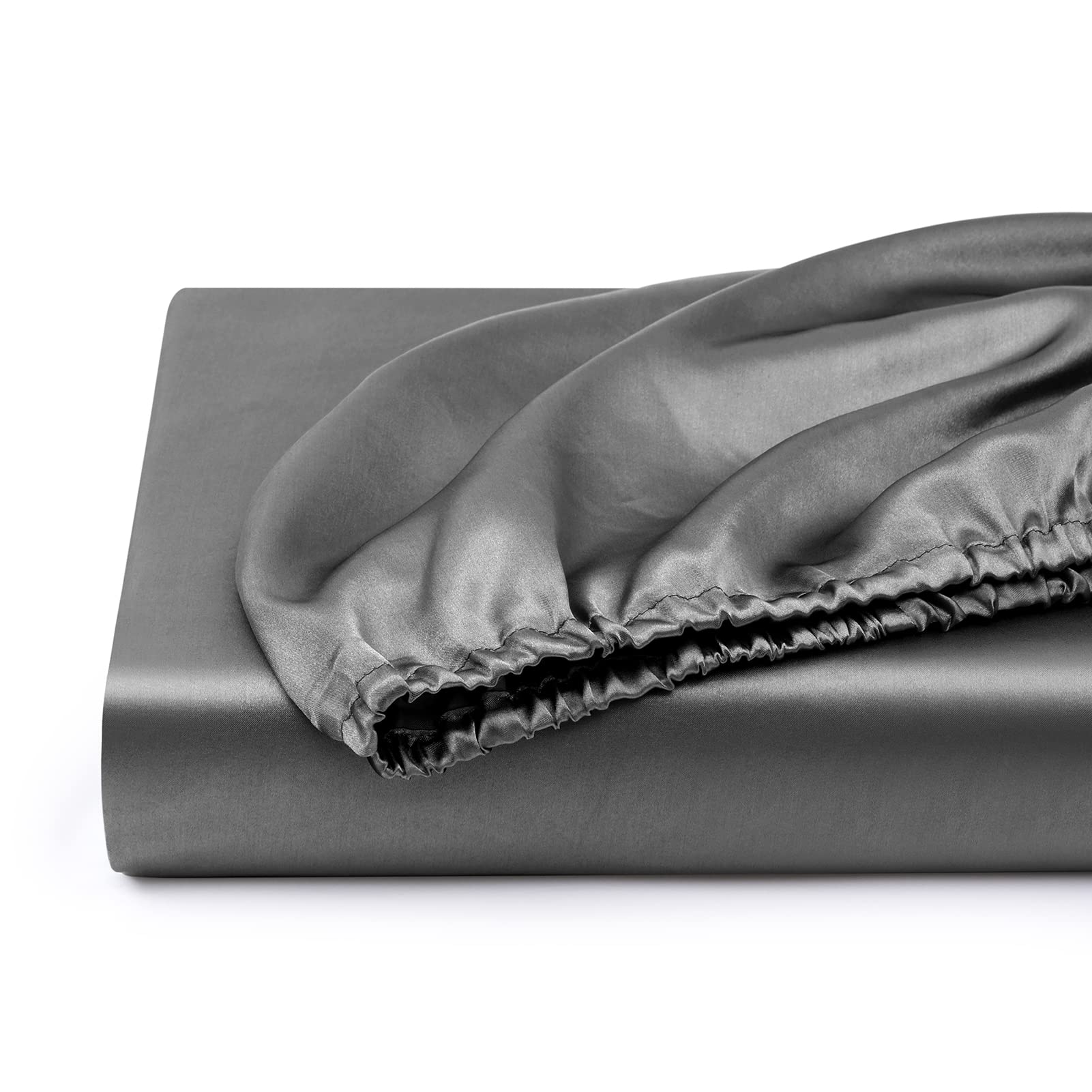 Foto 7 | Sábana Bajera Ajustable Lanest Housing Queen Silk Satin Gris Oscuro - Venta Internacional.