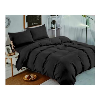 Foto 1 | Juego De Sábanas Unicolor Negro, 1,5 Plazas, 144 Hilos, 50% Algodón - Venta Internacional.