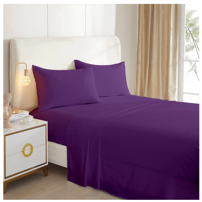 Foto 1 | Juego De Sábanas De Color Morado Liso, 2,5 Asientos (tamaño King), 144 Hilos, Algodón/p - Venta Internacional.