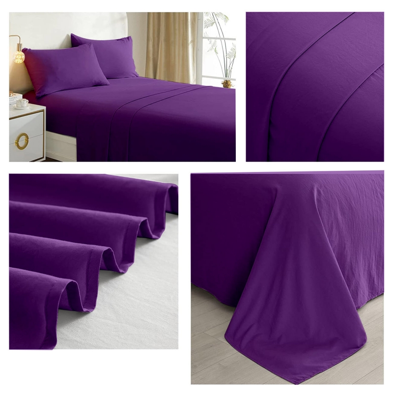 Foto 3 pulgar | Juego De Sábanas De Color Morado Liso, 2,5 Asientos (tamaño King), 144 Hilos, Algodón/p - Venta Internacional.