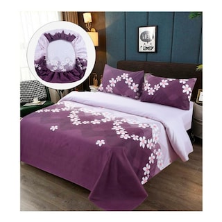 Foto 1 | Juego De Sábanas, 100% Algodón, 2.0 Asientos (tamaño Queen) Con Fundas, Color Morado - Venta Internacional.
