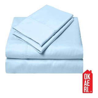 Foto 5 | Juego De Sábanas Okaeri De 200 Hilos, 4 Piezas, Color Celeste, 2 S - Venta Internacional.